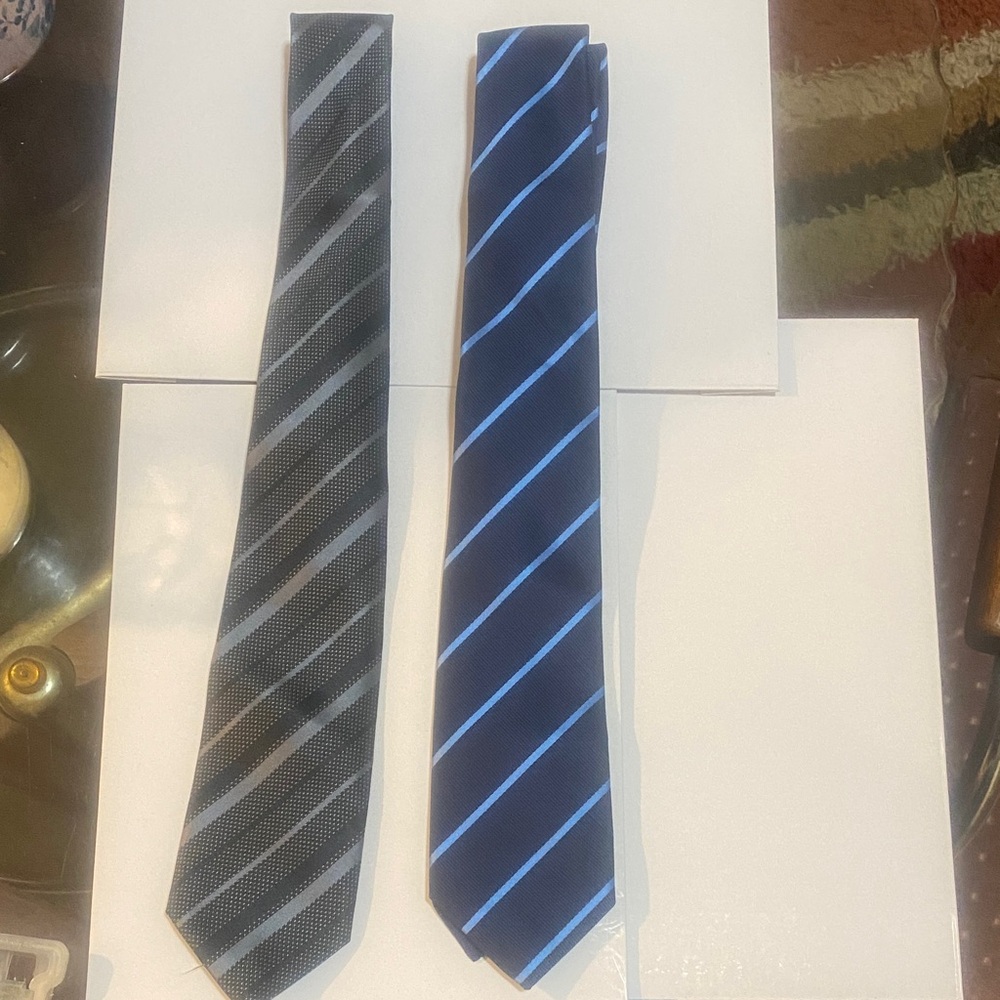The Children's Place 2 Black and Blue Striped Ties